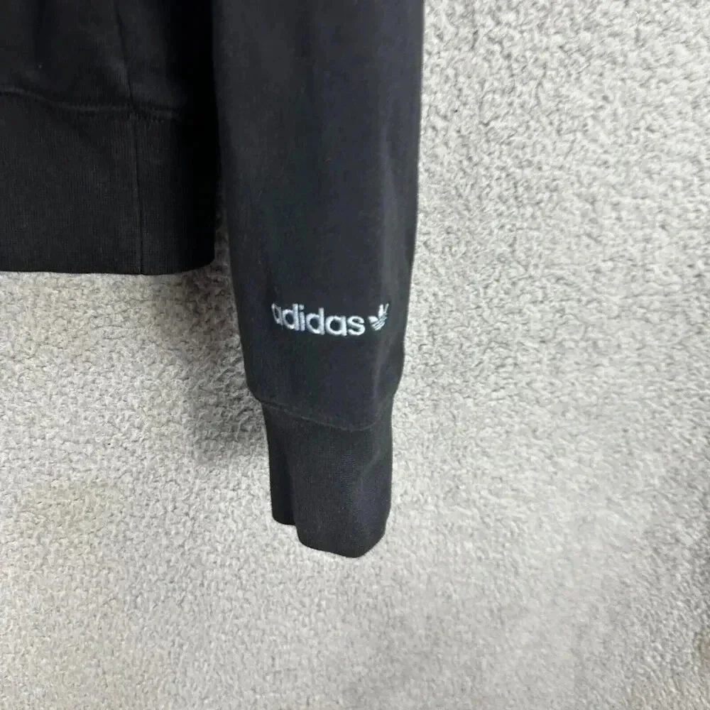 Adidas sweatshirt mens medium black hoodie pullover sweater logo play‎ trefoil